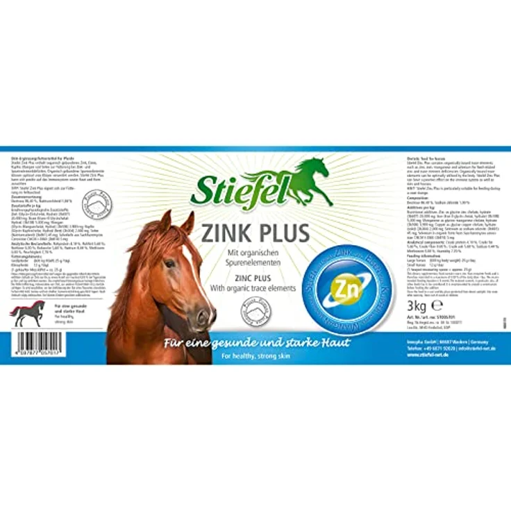 Stiefel Zink Plus für Pferde, hochwertige Futterergänzung mit Zink, Eisen, Kupfer, Mangan & Selen, unterstützt Immunsystem, Haut & Fellwechsel, 3kg – Bild 3