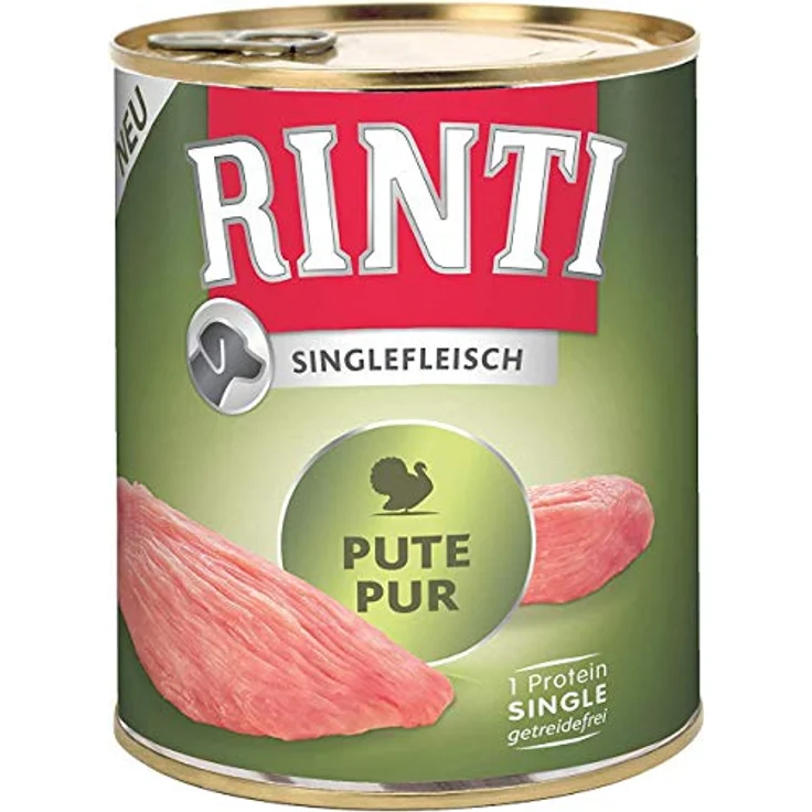 Rinti Sparpaket Singlefleisch 12 x 800 g - Exclusive Pute Pur, Alleinfutter für ernährungssensible Hunde ohne Getreide und künstliche Zusätze