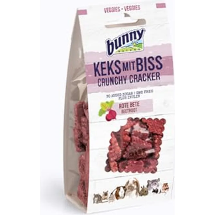 Bunny Nature Keks mit Biss ROTE BETE, 50 g, knackiger und gesunder Snack für Zwergkaninchen und Nagetiere