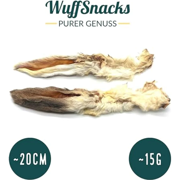WuffSnacks Getrocknete Kaninchenohren mit Fell, 1kg, 100% natürlicher Kausnack, hypoallergen und proteinreich für Hunde – Bild 5