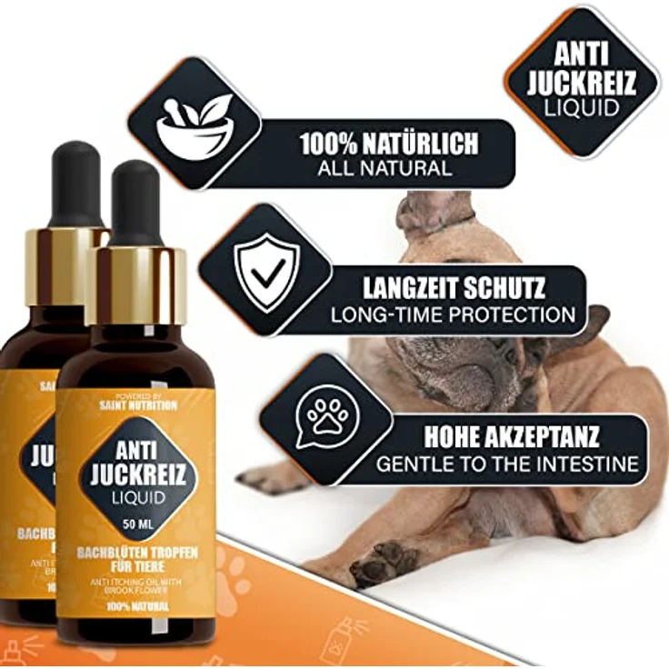 Saint Nutrition® JUCKREIZ Tropfen, hochdosierte Soforthilfe gegen Juckreiz für Hund & Katze, pflegt Haut und Fell, 50 ml – Bild 4