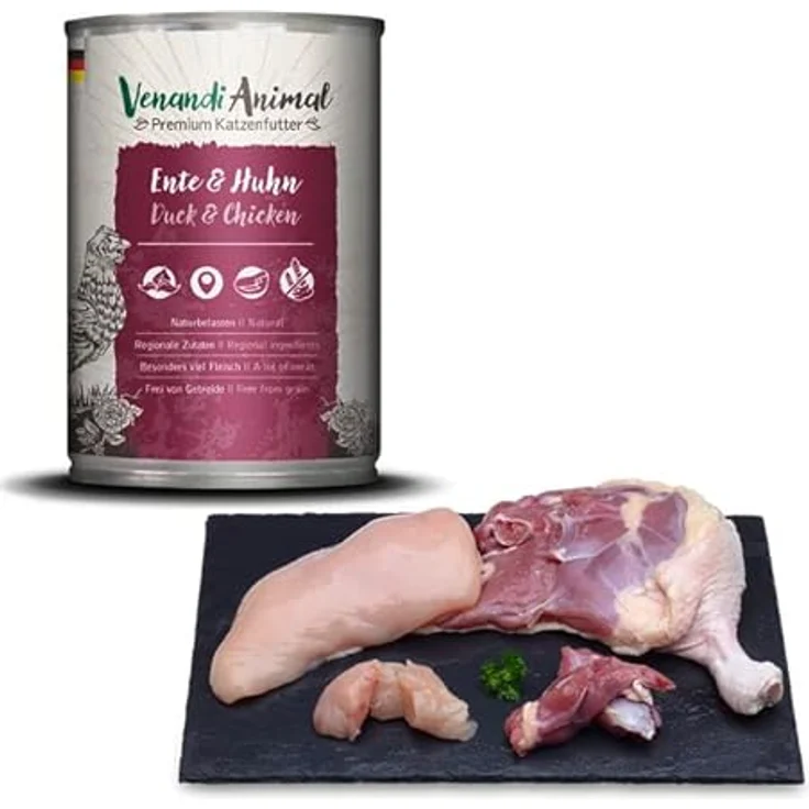 Venandi Premium Nassfutter für Katzen - Ente & Huhn, 6 x 400g (getreidefrei, extra viel Fleisch) – Bild 3