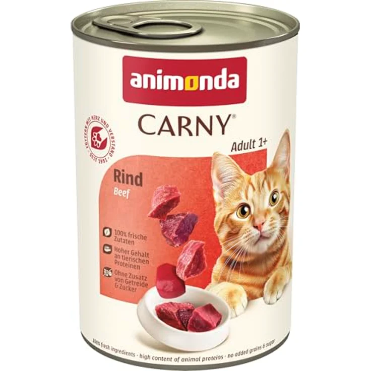 animonda Carny Adult Rind, Katzen-Nassfutter mit proteinreichem Fleisch, 6x400g – Bild 1