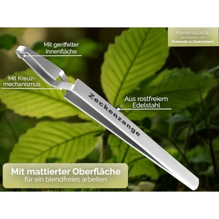 InstrumenteNrw Zeckenzange Zeckenpinzette Profi-Qualität, 3er Set aus rostfreiem Edelstahl, inklusive Kreuzmechanismus und Zeckenentferner – Bild 4