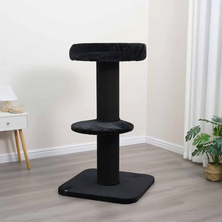 EBI Kratzbaum Mumbai, 122 cm mit Zwischenstufe, schwarz, aus Sisalteppich und Plüsch – Bild 2