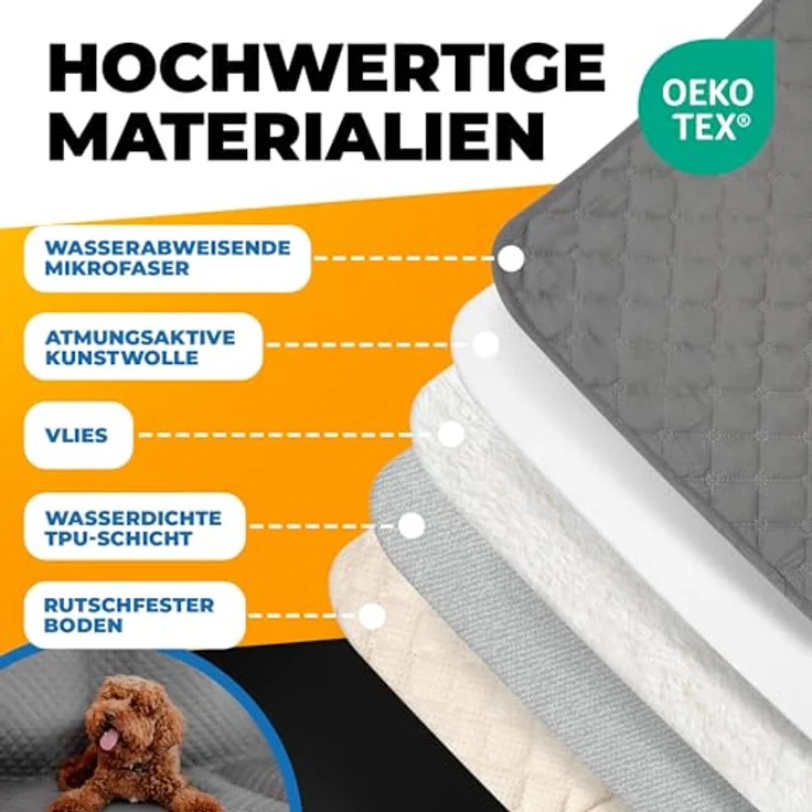 SympaTierisch wasserdichte Hundedecke, robuste Hundematte, rutschfest, 130 x 100 cm, grau, waschmaschinengeeignet – Bild 5