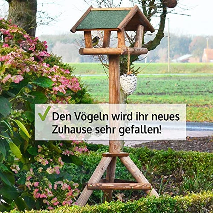 Zooprinz Stabiles wetterfestes stehendes Vogelhaus für Wildvögel, einfacher Aufbau aus Holz, ohne Ablage – Bild 3