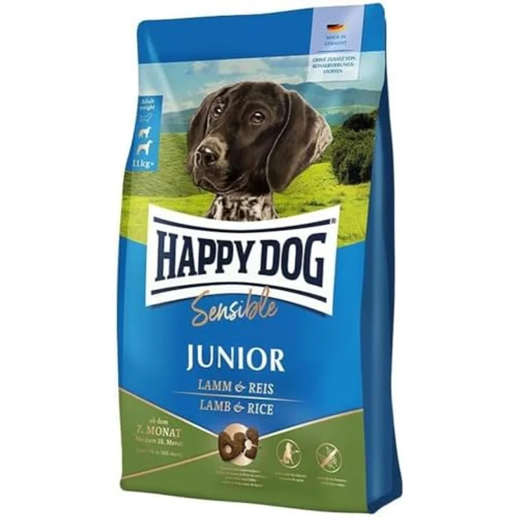 Happy Dog Sensible Trockenfutter Hund Junior, Lamm & Reis, 4 kg - Optimal für sensible Junghunde, geflügelfrei – Bild 1