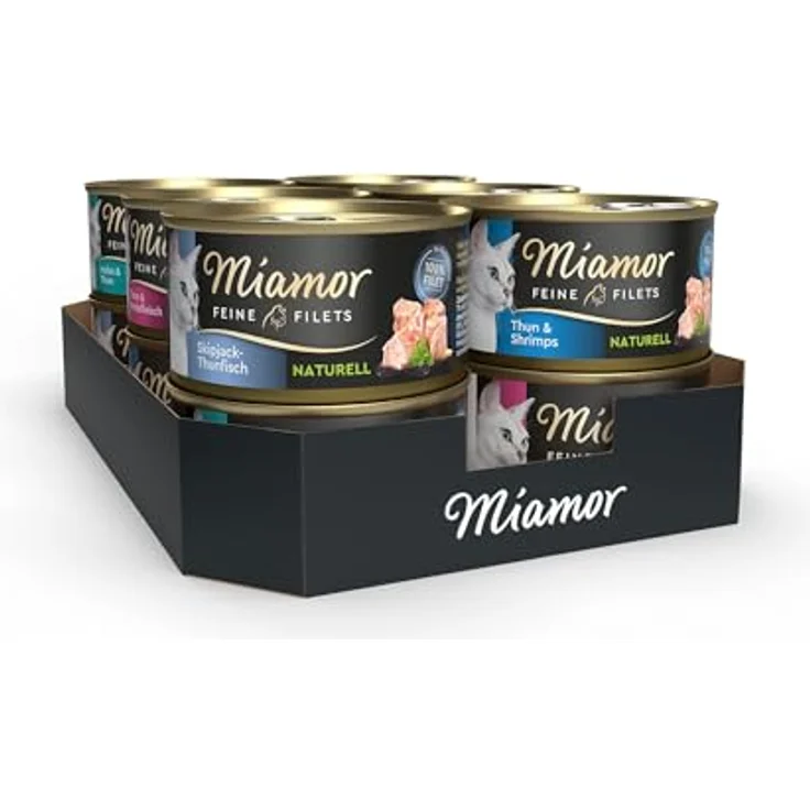 MIAMOR Feine Filets Naturelle Mixpaket 1, Nassfutter für ausgewachsene Katzen mit 63% Filetfleisch, fettarm, 12x80g – Bild 1
