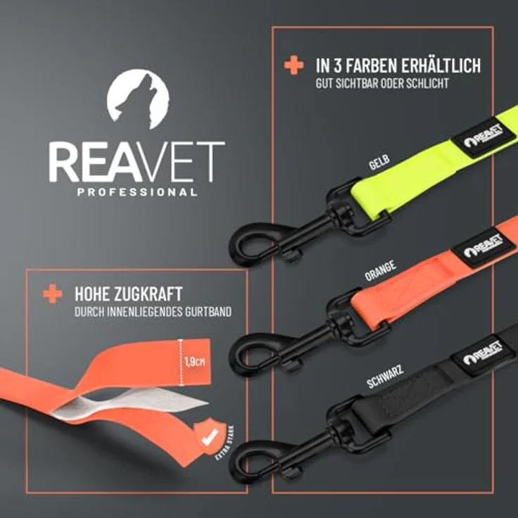 ReaVET Schleppleine für Hunde, 15 Meter, Neon Orange I Robuste & wasserfeste Trainingsleine mit Griff für große & kleine Hunde – Bild 4