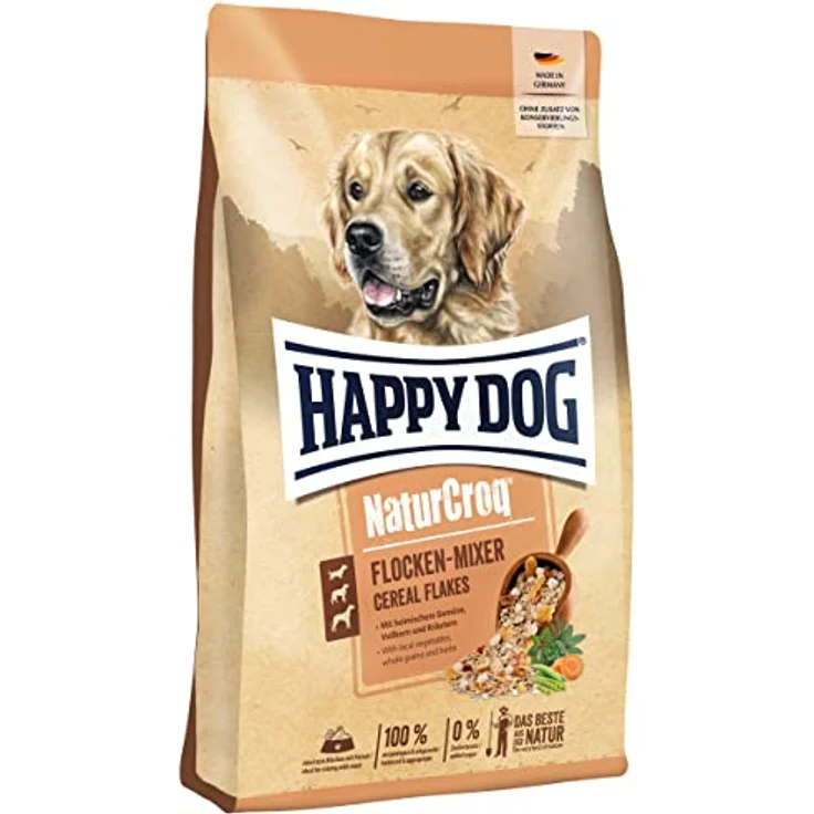 Happy Dog NaturCroq Flocken Mixer, Trockenfutter für Hunde, Adult, 1,5 kg, ausgewogene Pflanzenkost mit Vitaminen und Mineralien – Bild 1
