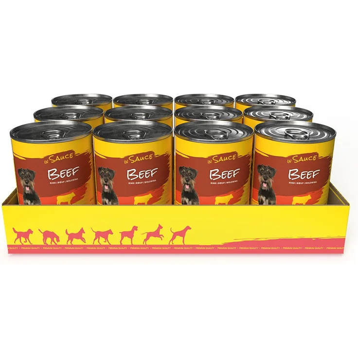 JosiDog Beef in Sauce, Hunde-Nassfutter mit Vitaminen, 12x415g