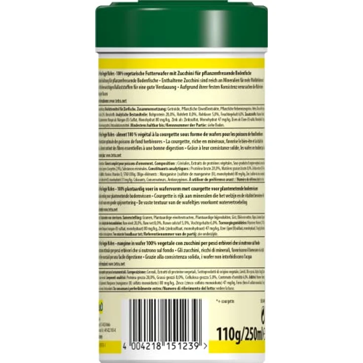 Tetra Pleco Veggie Wafers, Fischfutter für pflanzenfressende Bodenfische mit mineralreicher Zucchini, Alleinfutter in 250 ml Dose für verbesserte Vitalität – Bild 2
