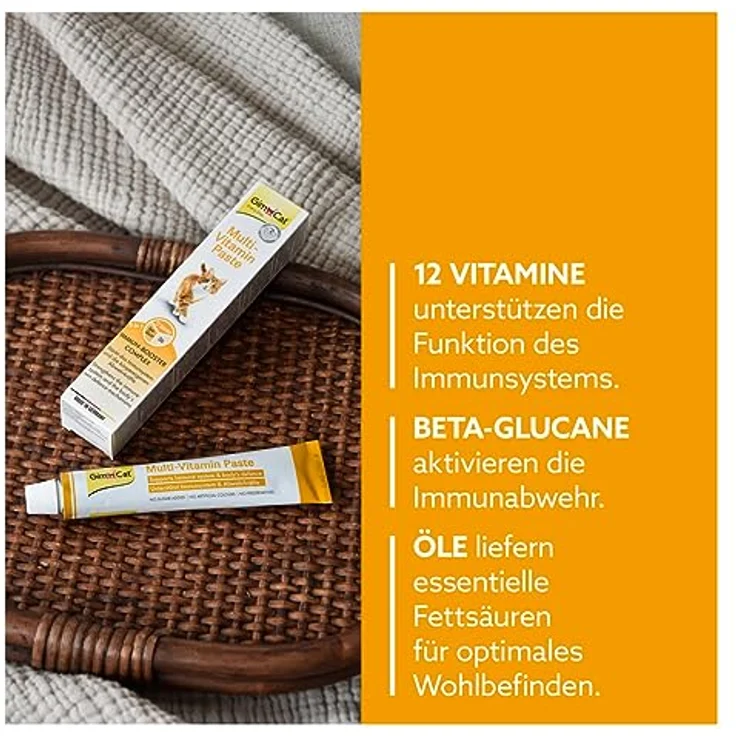 GimCat Multi-Vitamin Paste, Gesunder Katzensnack zur Stärkung des Immunsystems, 200 g Tube – Bild 3