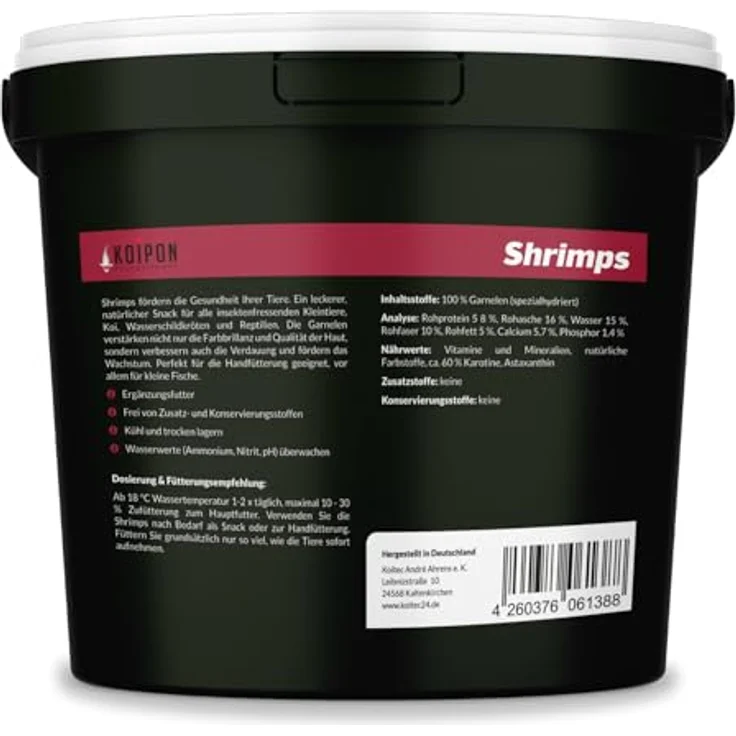 KOIPON Shrimps 2,5 L, getrocknetes Süßwassergarnelen-Naturfutter für Koi mit hohem Proteingehalt zur Verbesserung der Farbintensität und Gesundheit – Bild 2