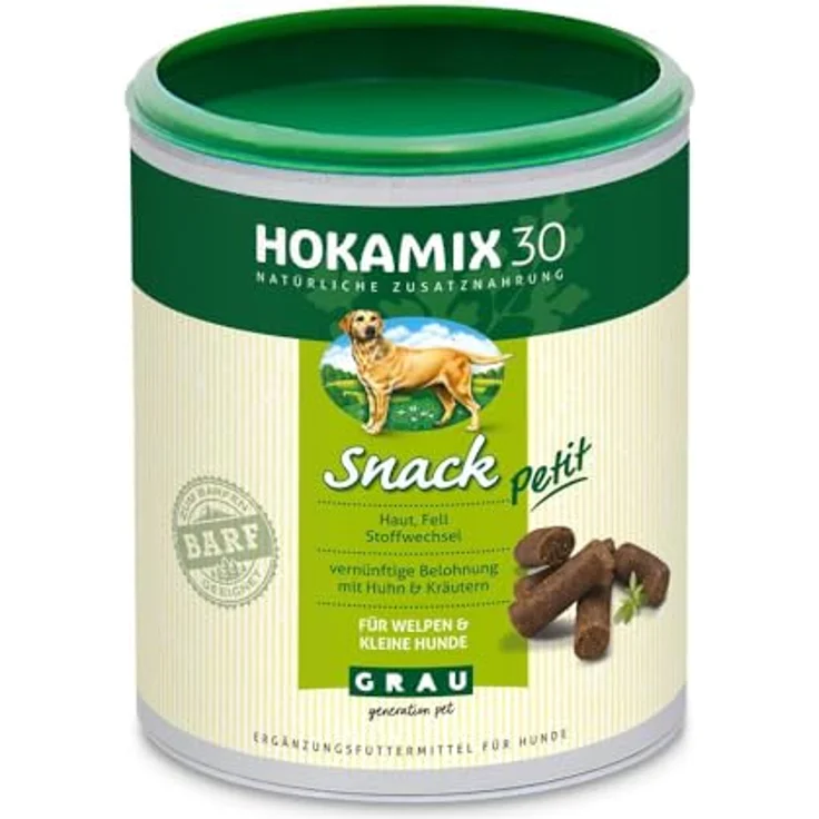 Grau HOKAMIX30 Snack Petit für Hunde, 400g mit 30 pflanzlichen Inhaltsstoffen zur Unterstützung von Haut, Fell und Stoffwechsel – Bild 1