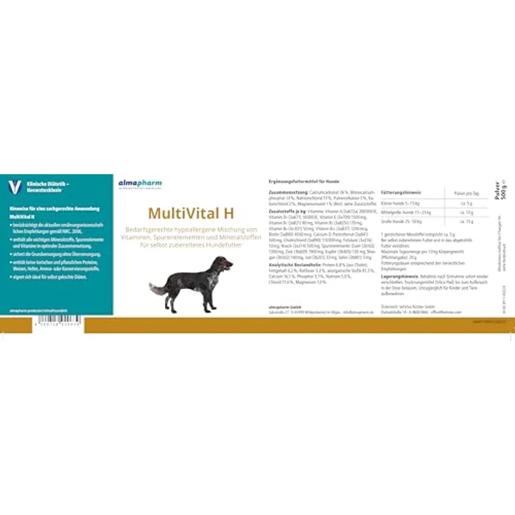 almapharm MultiVital H | 500 g | Hypoallergenes Ergänzungsfuttermittel für Hunde mit Vitaminen, Mineralstoffen und Spurenelementen – Bild 3