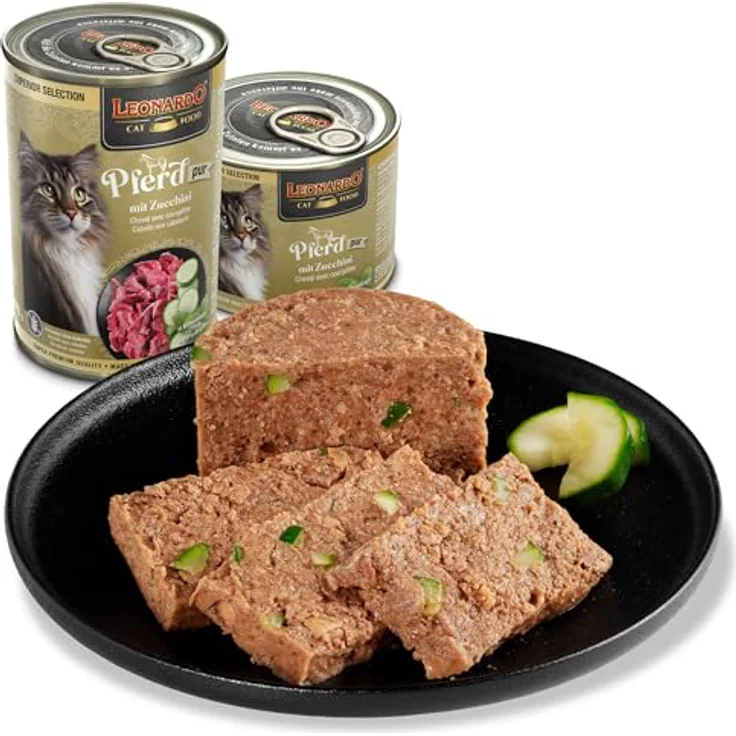 LEONARDO Katzen Nassfutter Superior Selection, Pferd mit Zucchini, 6x400g Dose, getreidefrei, ohne Zucker, für ausgewachsene Katzen, Made in Germany – Bild 4