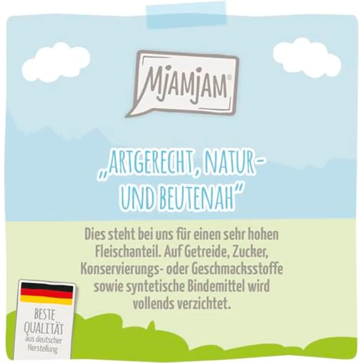 MjAMjAM Premium Nassfutter für Hunde Junior, saftiges Hühnchen mit Ei, 6er Pack (6 x 400 g), getreidefrei, hoher Fleischanteil, naturbelassen – Bild 2