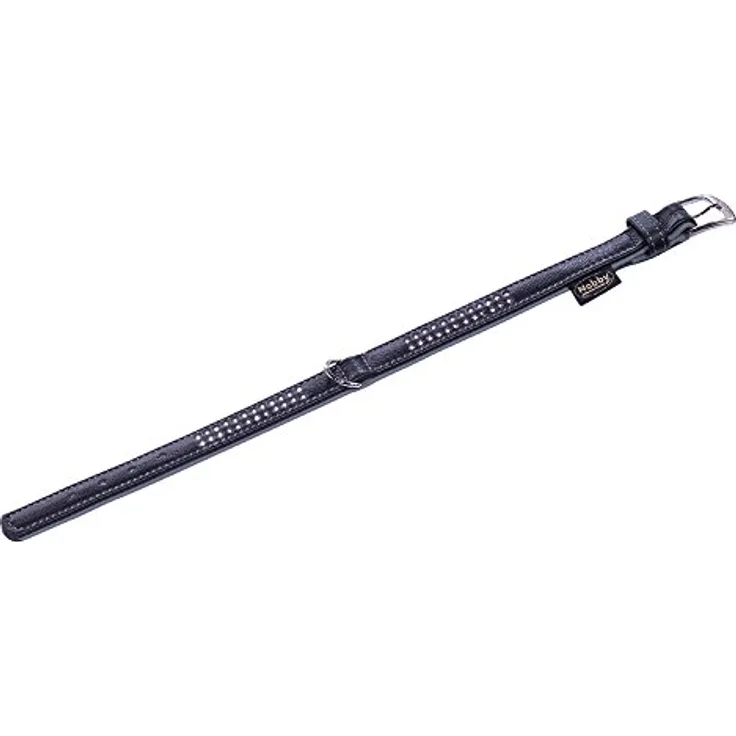 Nobby Halsband Pacific Deluxe, zweireihig aus geschmeidigem Rindsleder, grau, L: 37cm (30-35cm), B: 17/19mm