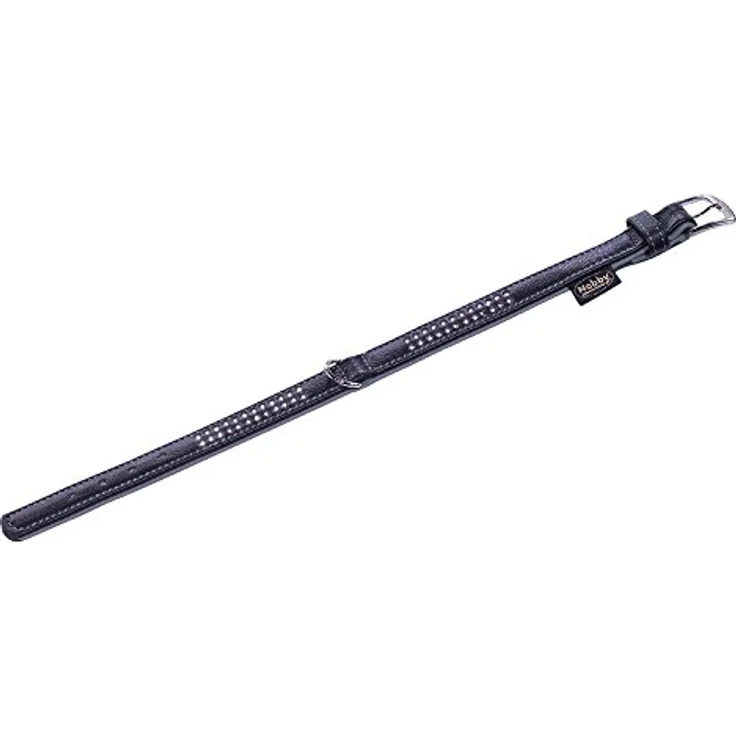 Nobby Halsband Pacific Deluxe, zweireihig aus geschmeidigem Rindsleder, grau, L: 37cm (30-35cm), B: 17/19mm