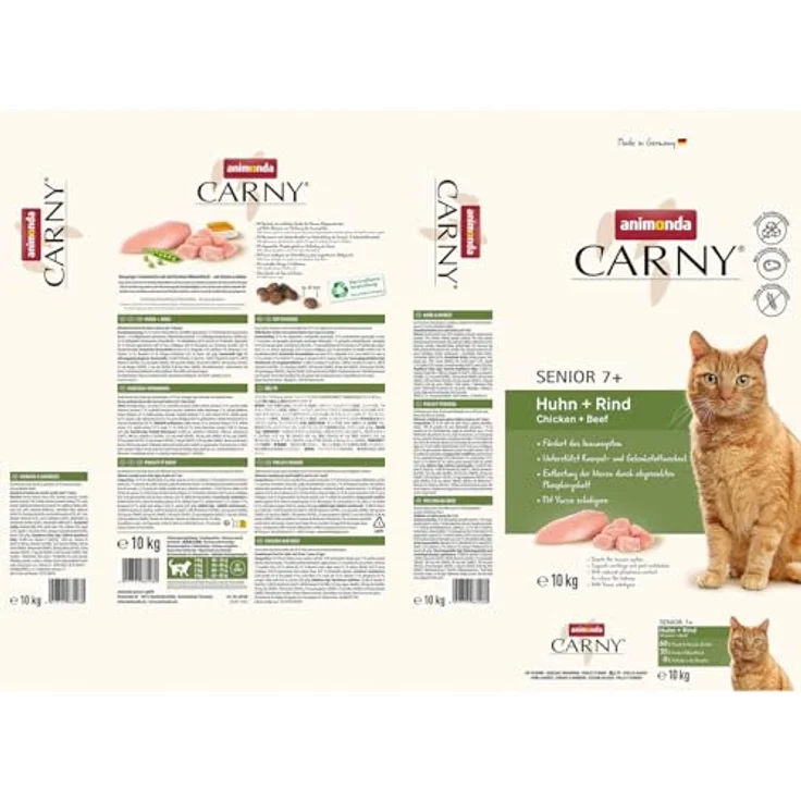 animonda Carny Katzen Trockenfutter Huhn + Rind, 10kg für Senior Katzen, ohne Zucker und Getreide, mit viel frischem Fleisch – Bild 6