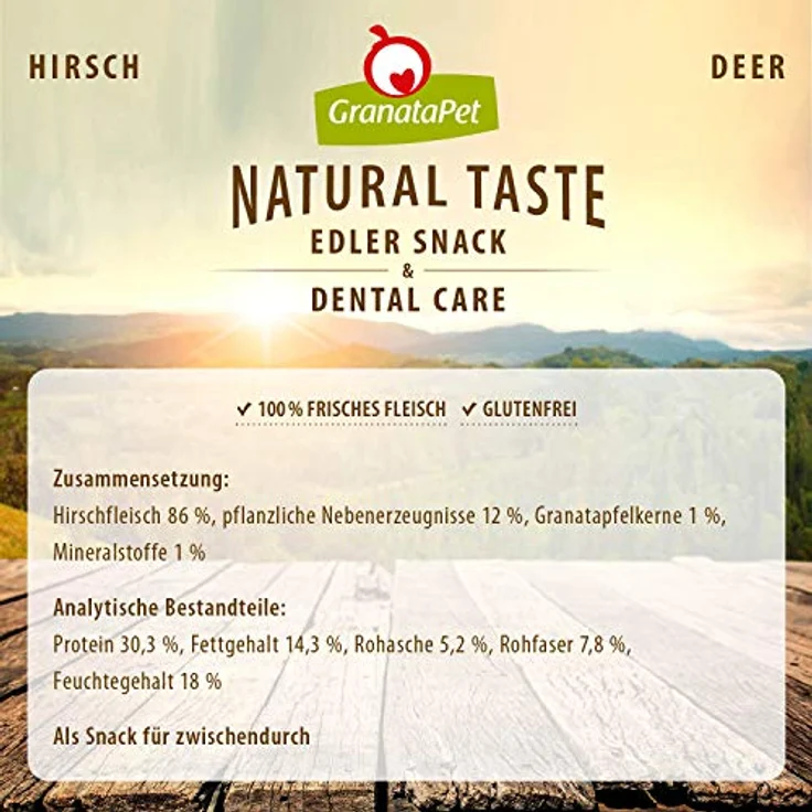 GranataPet Natural Taste Edler Snack Hirsch, Hundeleckerli ohne Getreide & Zuckerzusätze, 90 g, schmackhafte Zwischenmahlzeit für Hunde – Bild 4