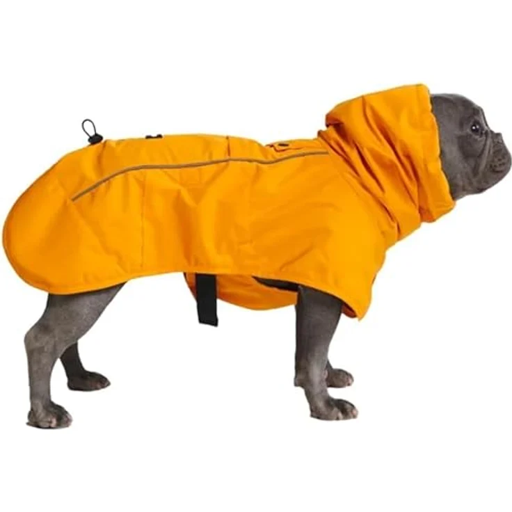 Spark Paws Hunderegenmantel, wasserdichte und winddichte Regenjacke, reflektierend, atmungsaktiv, vollständig mit Kü kennzeichnet, Mustard Yellow, Größe L – Bild 1
