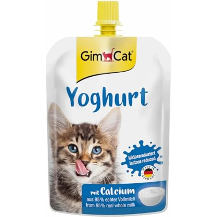 GimCat Yoghurt Katzensnack, laktosereduzierte Vollmilch mit Calcium für gesunde Knochen, 150 g Beutel – Bild 1