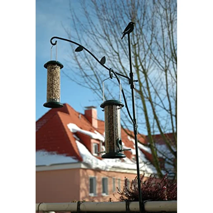 dobar 10854 Dekorativer grüner Metall-Balkonhalter für Futtersäulen Futterspender Meisenknödel Vogel-Futterstation – Bild 4