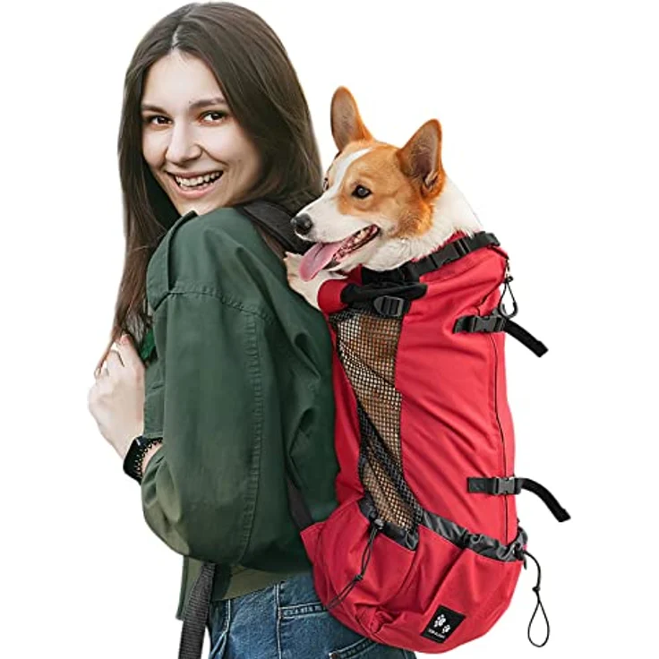 Galatée Hundetragerucksack XL, Tragbarer und Verstellbarer Hunderucksack, Belüfteter Haustierrucksack für Wandern und Reisen, Rot – Bild 1