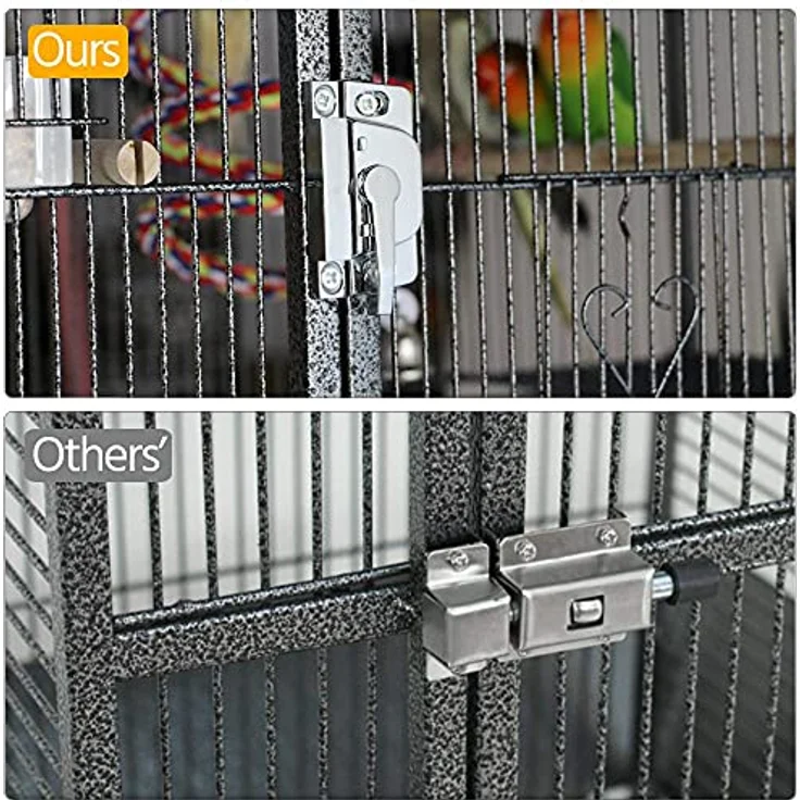 Yaheetech Vogelkäfig groß, 3 Ebenen Voliere für Wellensittiche und Papageien, 176 cm hoch, stabile Metallkonstruktion, schwarz – Bild 5