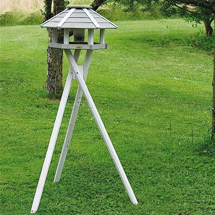 Habau 2518 Vogelhaus Ottawa mit Silo und Ständer, grau-weiß – Bild 6