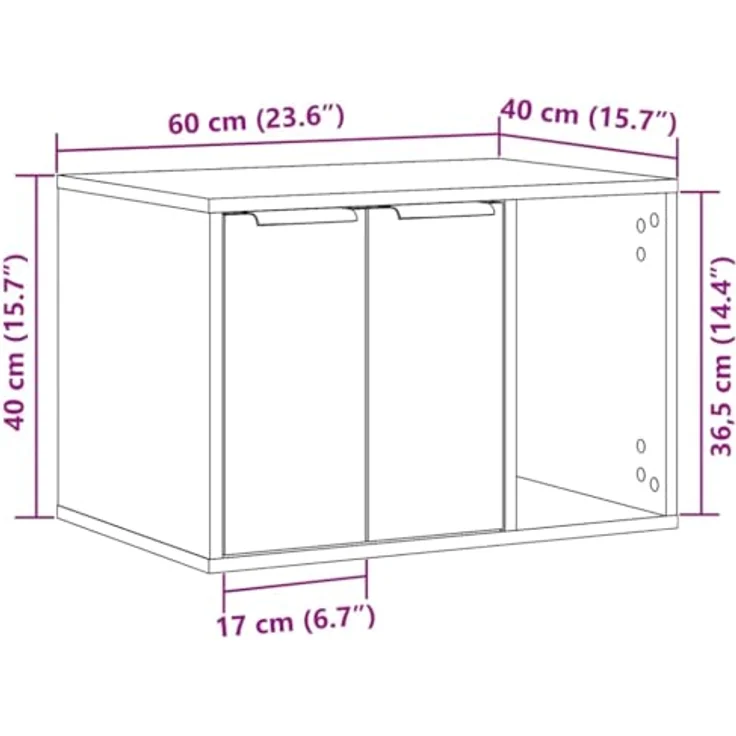 vidaXL Katzentoilette, Katzenklo Weiß 60x40x40 cm Holzwerkstoff, Verstecktes Design, Vielseitig einsetzbar, Individuell anpassbare Installation – Bild 4