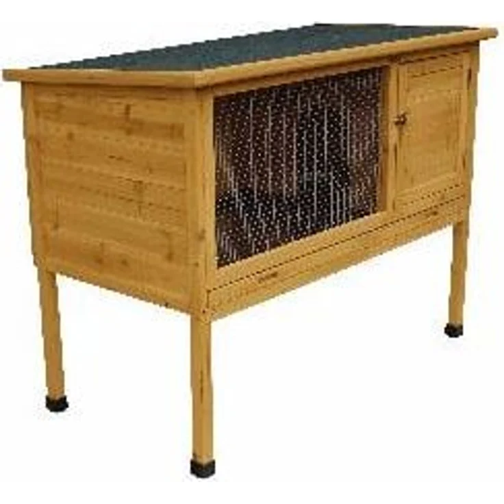 Kaninchenstall Bunny, 116 x 63 x 92 cm, braun, mit abgetrenntem Schlafbereich und herausziehbarer Kotschublade