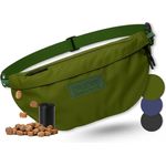 PiuPet® Leckerlitasche, wasserdichte Gassitasche für Hunde mit 3 Reißverschlussfächern, 2-in-1 Bauchtasche & Umhängetasche, herausnehmbare Innentasche, grün