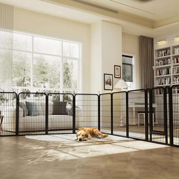 Yaheetech Welpenlaufstall 8 Panels, 100 cm hoch, faltbar, robustes Metall, ideal für kleine bis mittelgroße Haustiere – Bild 2