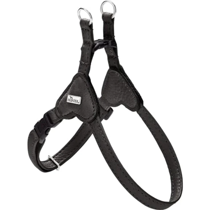 Hunter Hundegeschirr SOHO MINI, Schwarz, weiches Rindsleder, leicht, fellschonend, für kleine Hunde & Welpen, Made in Germany, Größe XS – Bild 1