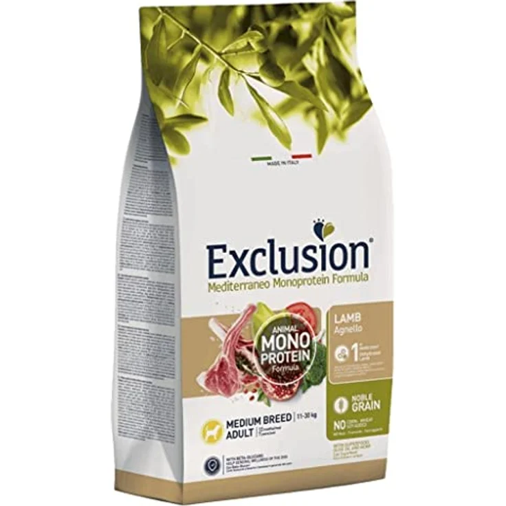Exclusion Mediterraneo Noble Grain Adult Hundefutter mit Lamm, 12kg, hochwertiges Monoprotein – Bild 1