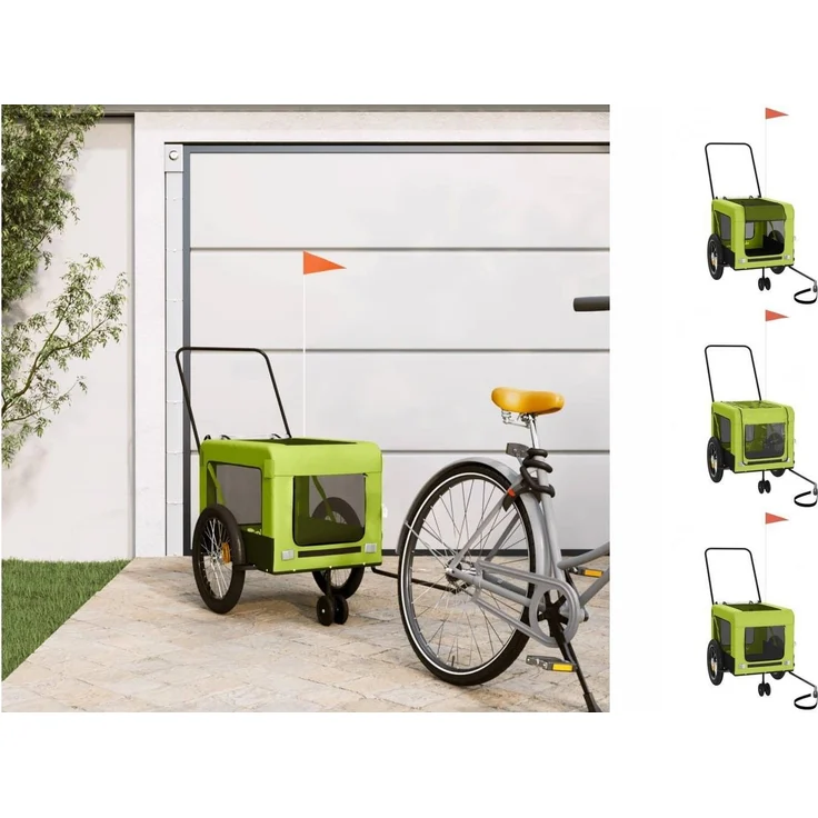 vidaXL Hunde-Transportbox Fahrradanhänger Hunde Schwarz Oxford-Gewebe Eisen 45 kg Traglast 4 große Räder – Bild 1