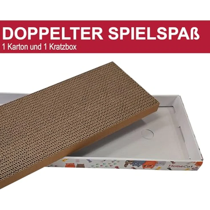 DecoHomeTextil Kratzbrett für Katzen Kratzi Pad, Kratzmatte aus recycelbarer Kratzpappe, 46,5 x 17,5 x 3,4 cm, fördert Krallenpflege und schützt Möbel – Bild 5