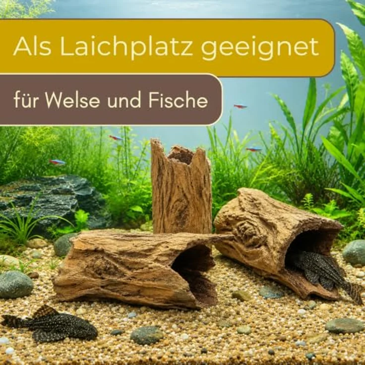 GarPet XXL Baumrindenröhre, handgefertigte Aquariendeko aus gebranntem Ton für Fische und Reptilien, 20 cm Länge – Bild 6