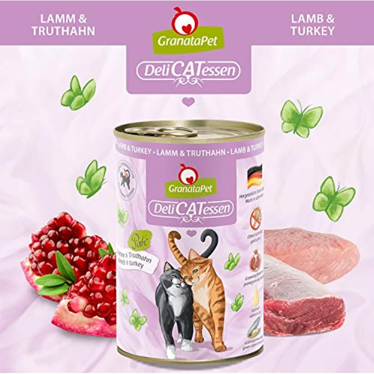 GranataPet DeliCatessen Katzen-Nassfutter, Multipack 6x400g, hoher Fleischanteil, ohne Getreide, mit Granatapfelkernen und Taurin – Bild 7