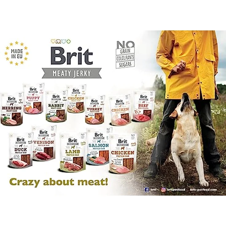 Brit Jerky Lamb Protein Bar, hochwertiger Hundesnack aus proteinreichen Fleischstreifen, 80g – Bild 2