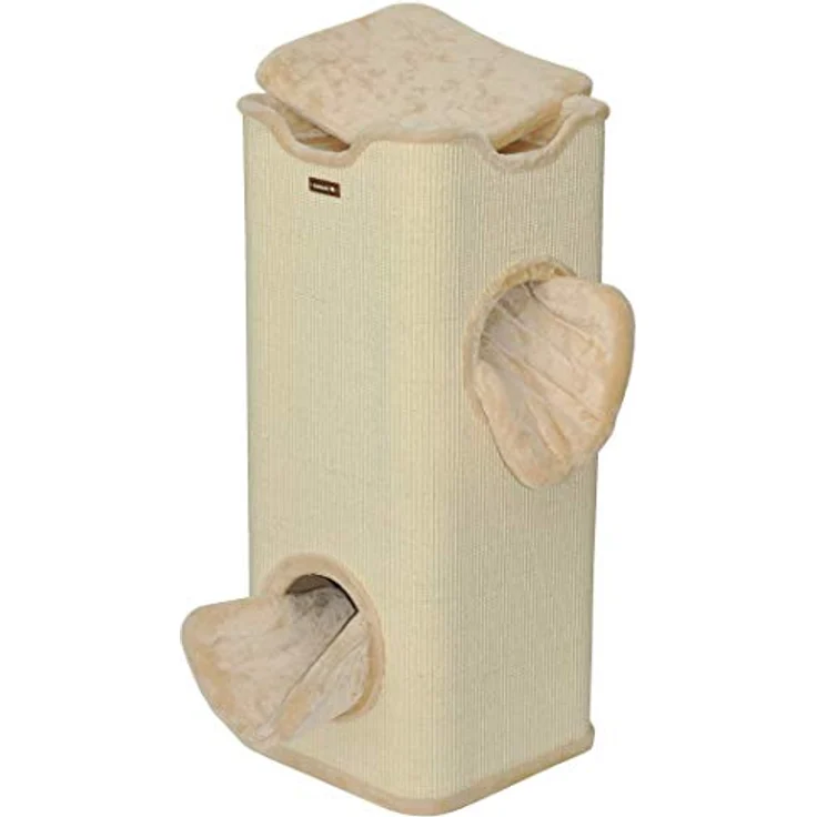 nanook Kratztonne Kratzbaum Square, XXL Höhe 100 cm, robust mit 2 Höhlen und herausnehmbaren Kissen - beige – Bild 5