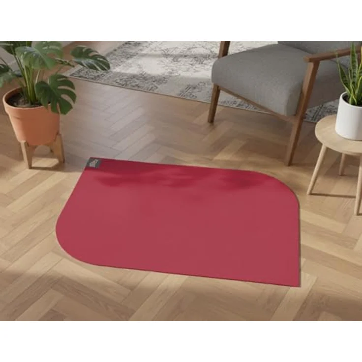 SANOZOO® Napfunterlage „Blatt", beidseitig rutschfest & waschbar, Futtermatte für Hund & Katze, rot 60 x 90 cm, Made in Germany – Bild 1