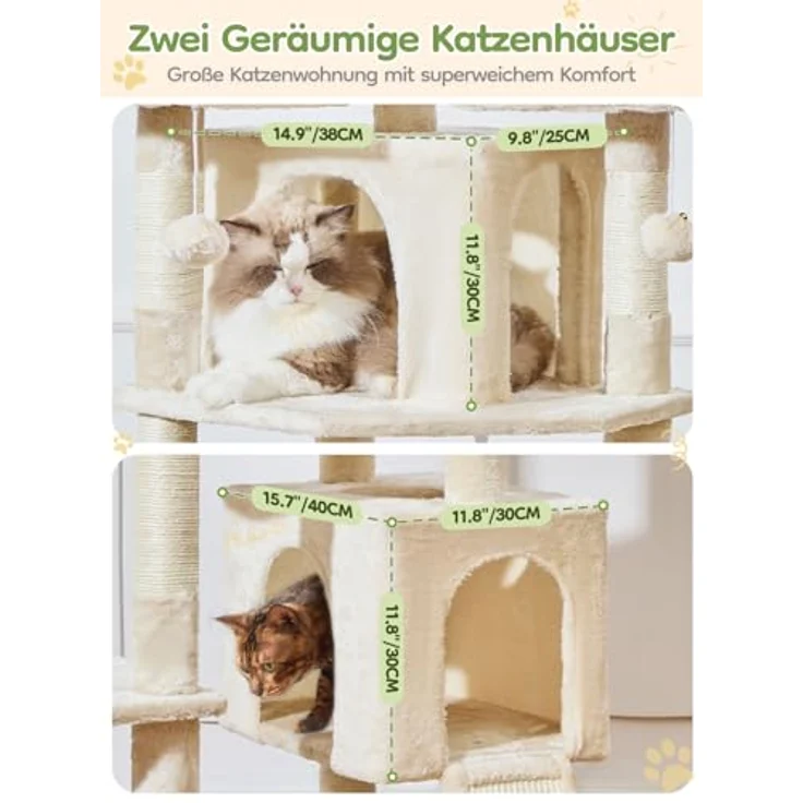 Taoqimiao MS047M 193cm Kratzbaum XXL, Multi-Level Katzenbaum für große Katzen mit 3 Plattformen und voll bedeckten Sisal-Kratzpfosten – Bild 4