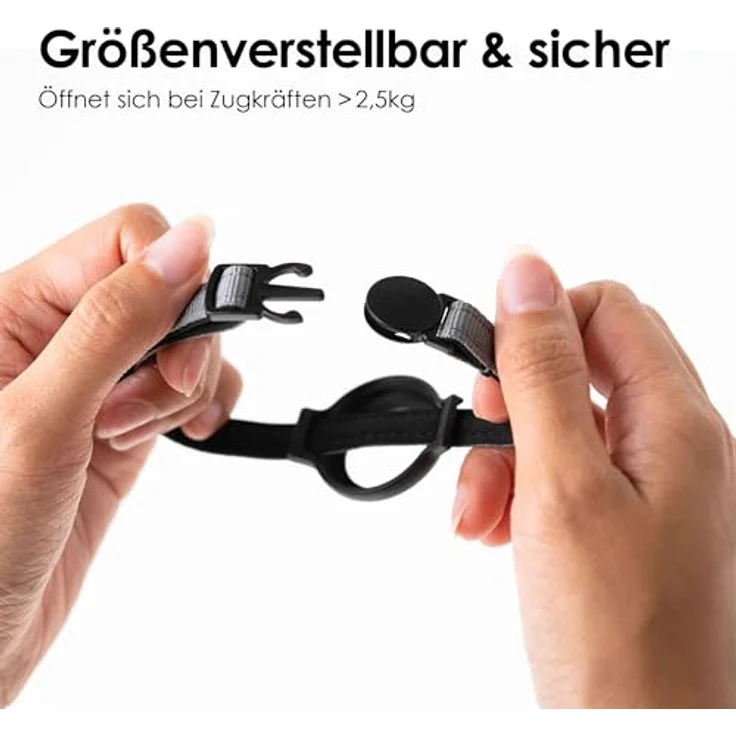 LucyBalu DORI Premium AirTag Katzenhalsband, reißfestes, größenverstellbares Nylonband, kompatibel mit Apple AirTag, anthrazit – Bild 3