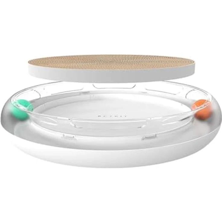Petkit 4 in 1 Katzenskratzer, Katzenspielzeug mit 2 Meow Planet-Bällen und austauschbarem Kratzbrett aus Pappe, blau und orange – Bild 3