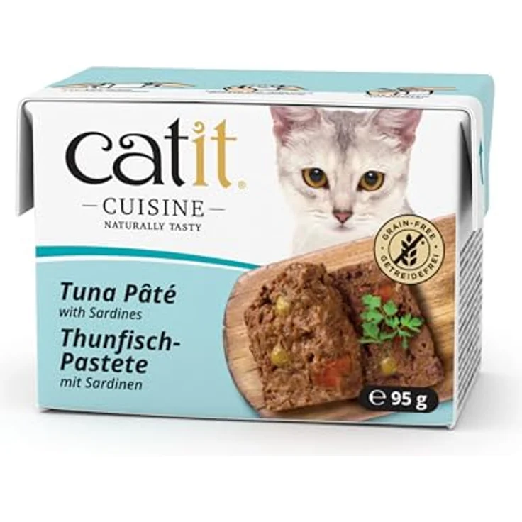 Catit Cuisine Pastete mit Thunfisch und Sardinen, Premium Nassfutter für Katzen, Alleinfuttermittel, getreidefrei, 95g, hoher Fischanteil – Bild 1